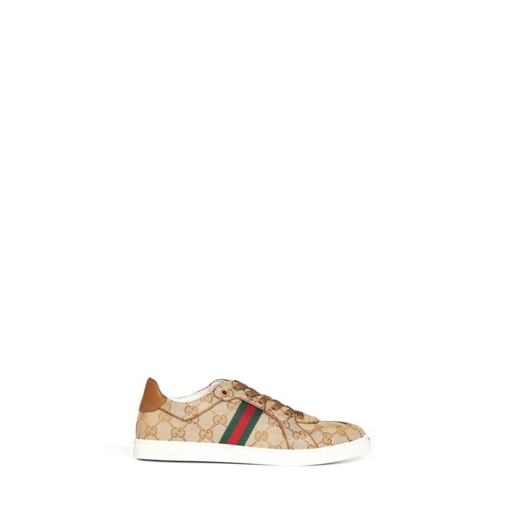 Gucci Women Beige Canvas Gg Stretch Sneakers